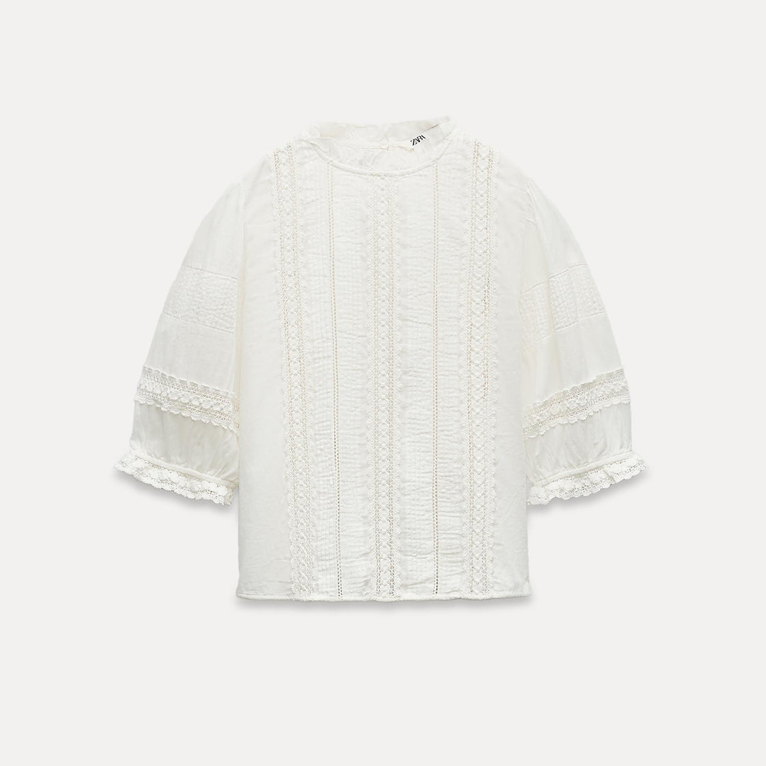 Moudda ZARA - Blouse romantique broderie et dentelles - Tunisie 1