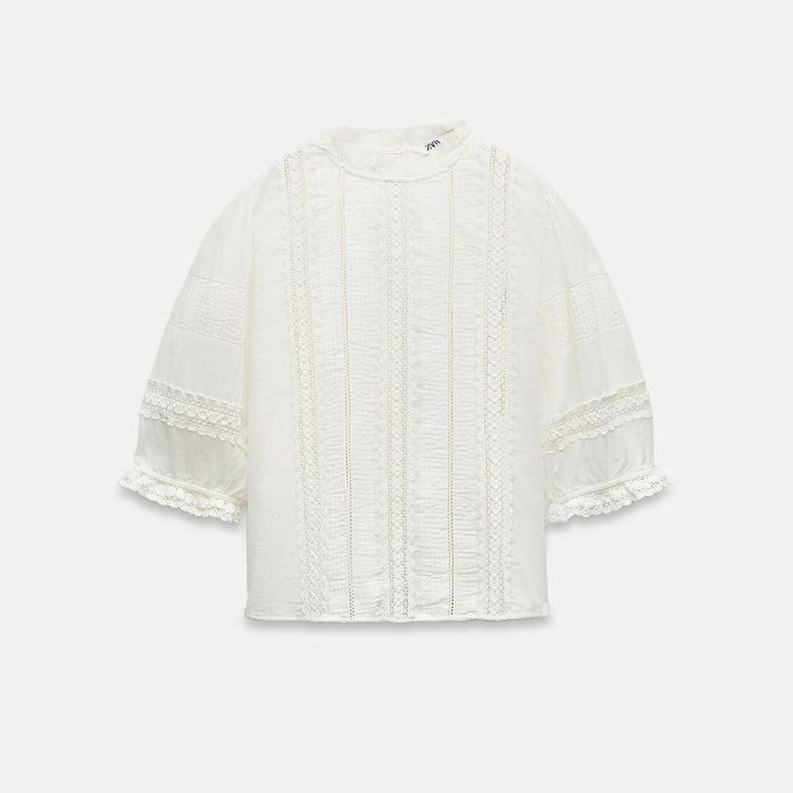 Moudda ZARA - Blouse romantique broderie et dentelles - Tunisie 1