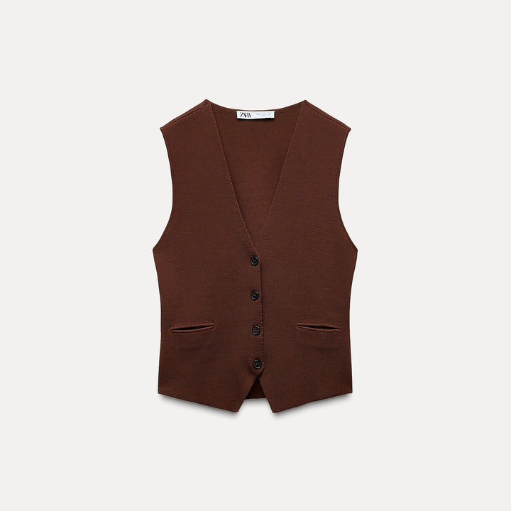 Moudda ZARA - Gilet tailleur col en V boutons et poches - Tunisie 2