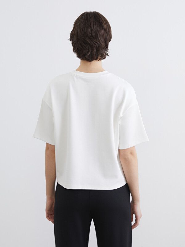 Moudda LC Waikiki - Body manches courtes en jersey pour Femme couleur Écru - Tunisie 4