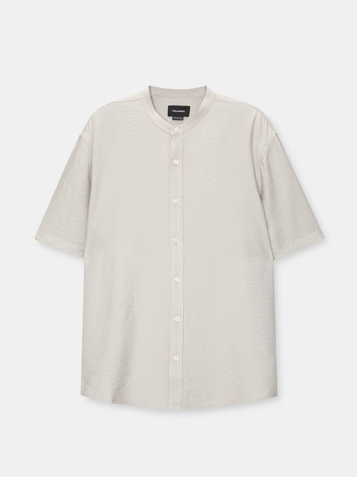 Moudda PULL & BEAR - Chemise Basique Demi-Manches Col Mao - Tunisie 4