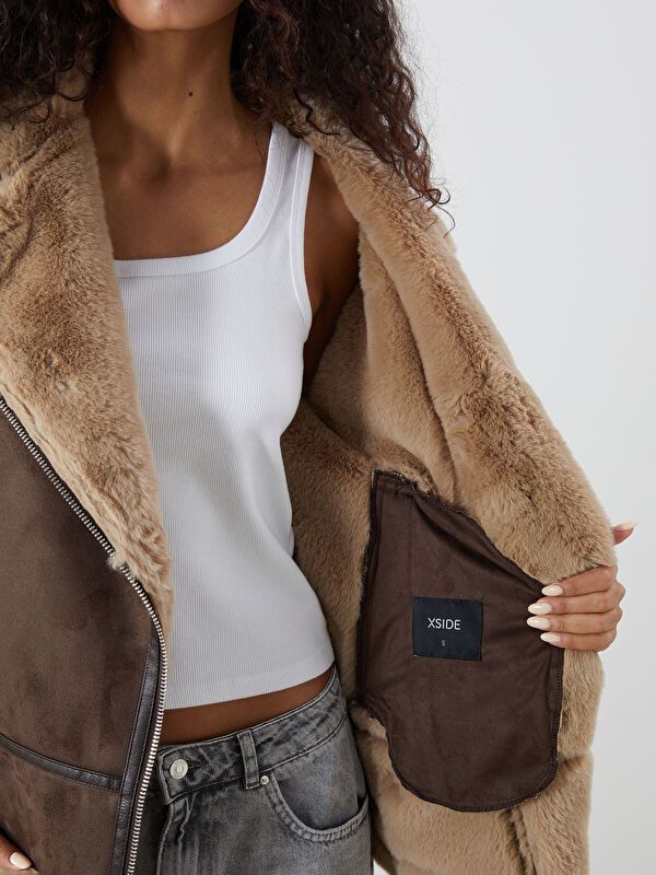 Moudda LC Waikiki - Manteau PU lourd Femme Brun - Tunisie 4