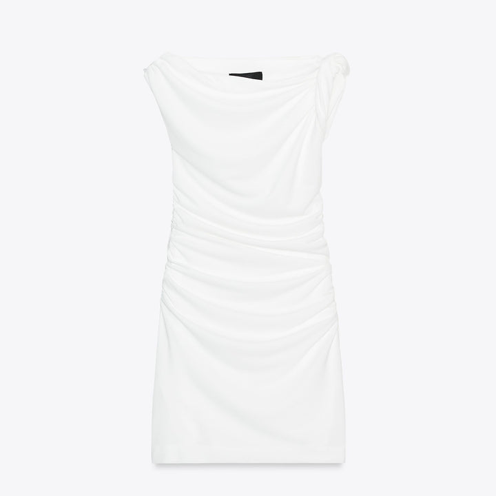 Moudda ZARA - Robe Courte Maille - Bretelle Asymétrique, Torsion & Riz Latéral - Tunisie 1