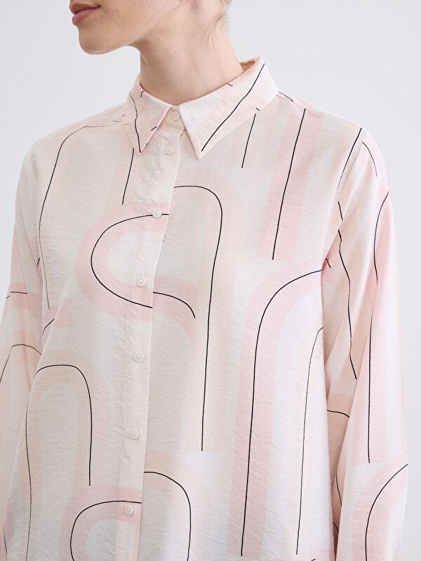 Moudda LC Waikiki - Tunique imprimée manches longues en tissu pour Femme couleur Rose imprimé - Tunisie 3