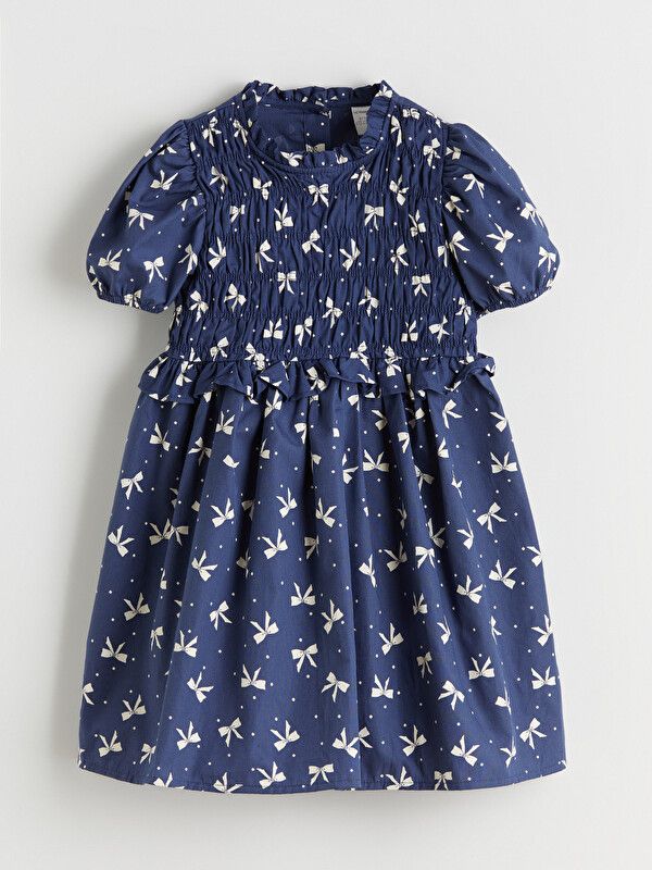 Moudda LC Waikiki - Robe manches courtes en tissu pour Fille couleur Bleu marine imprimé - Tunisie 1