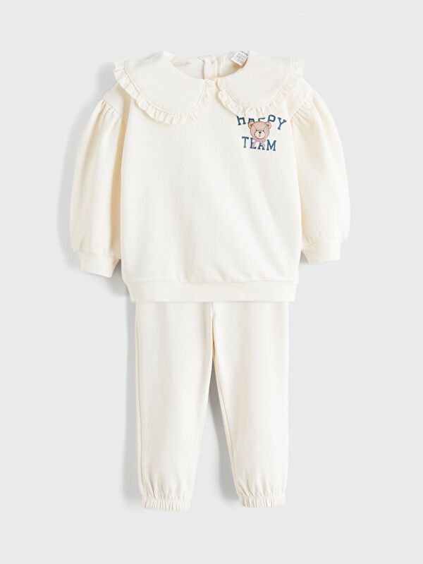 Moudda LC Waikiki - Ensemble en jersey couleur Crème pour filles - Tunisie 1