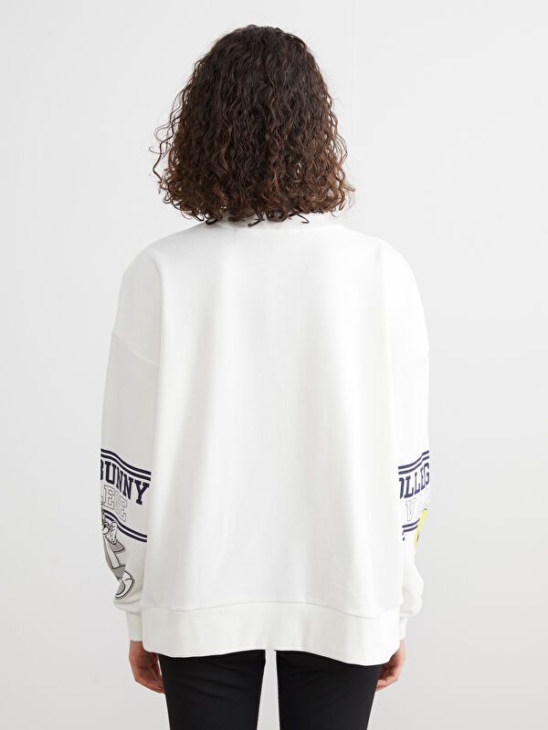 Moudda LC Waikiki - Sweatshirt en jersey sous licence Femme Ecru - Tunisie 4