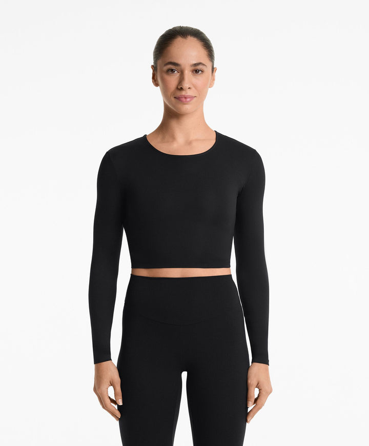 Moudda Oysho - T-Shirt Manches Longues Crop Comfortlux - Twist Dos - Tunisie 3