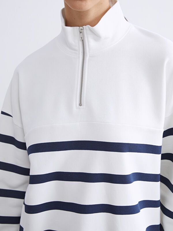 Moudda LC Waikiki - Tunique en jersey manches longues Femme Rayures marine - Tunisie 3