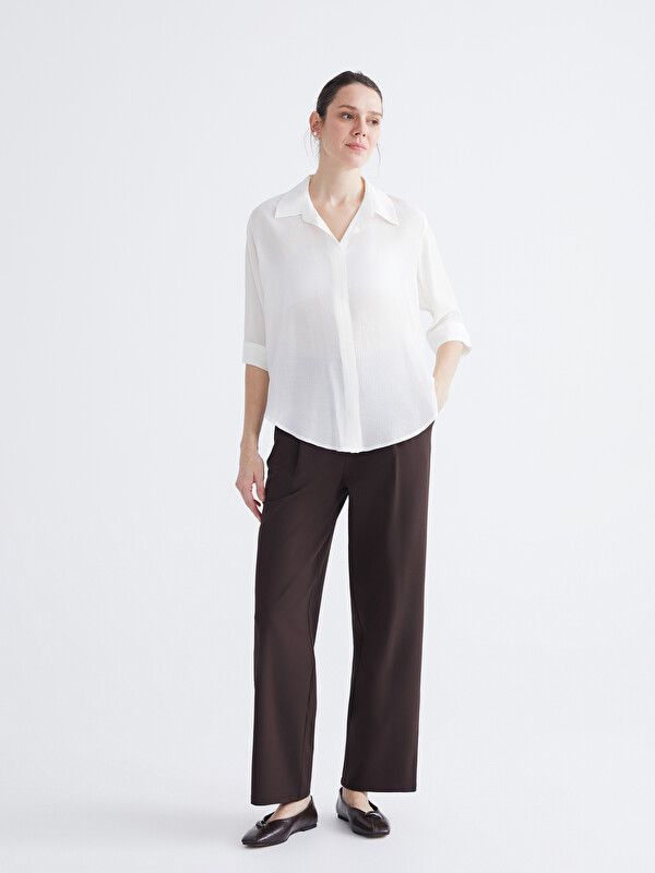 Moudda LC Waikiki - Chemisier (blouse) manches longues en tissu pour Femme couleur Écru - Tunisie 2