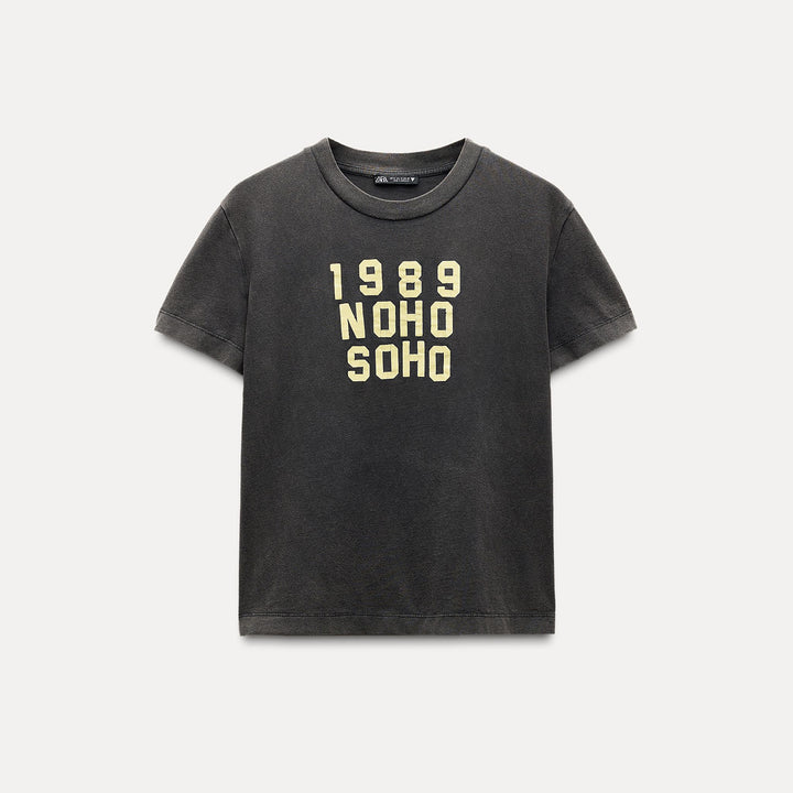 Moudda ZARA - T-shirt lavé imprimé texte - Tunisie 1