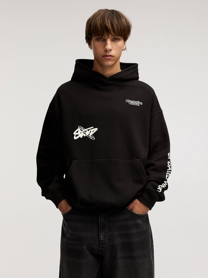 Moudda PULL & BEAR - Sweat à Capuche Updated Studio 01 Noir Lavé - Tunisie 5