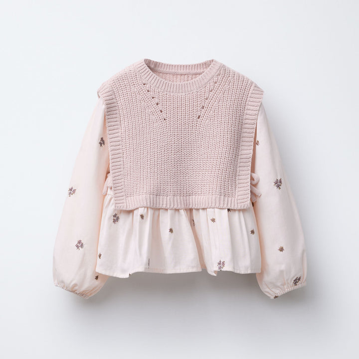 Moudda ZARA - Gilet Maille Enfant - Manches Fleurs Roses (6T) - Tunisie 1