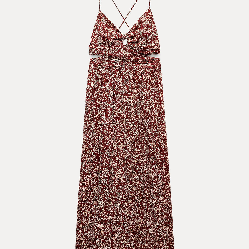 Moudda ZARA - Robe mi-longue fines bretelles imprimée avec découpe - Tunisie 2