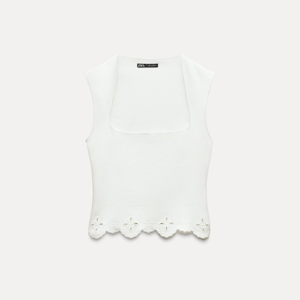 Moudda ZARA - Haut maille extensible, bas brodé, encolure carrée - Tunisie 2