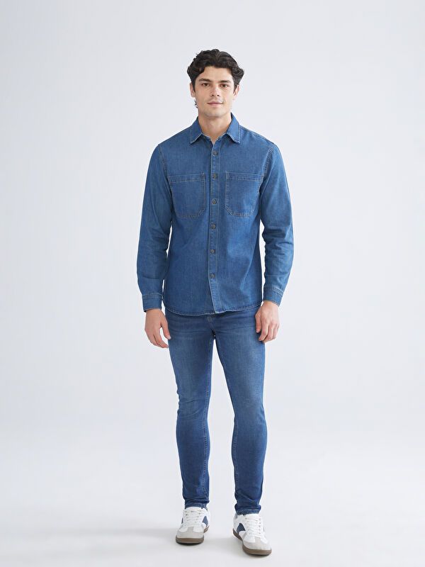 Moudda LC Waikiki - Chemise tissée à manches longues en jean pour Hommes - Tunisie 2