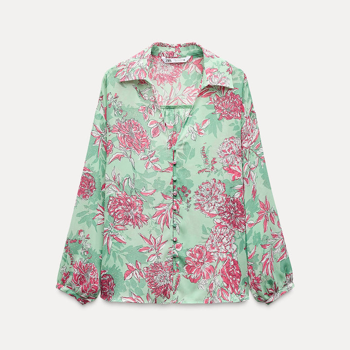 Moudda ZARA - Chemise imprimée, décolleté plungé - Tunisie 1