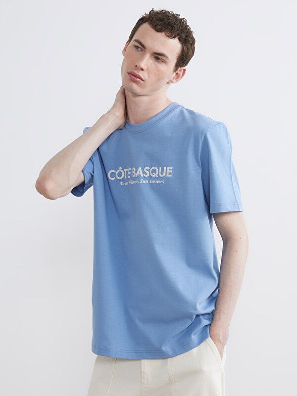 Moudda LC Waikiki - T-shirt imprimé manches courtes en jersey pour Homme couleur Bleu - Tunisie 1