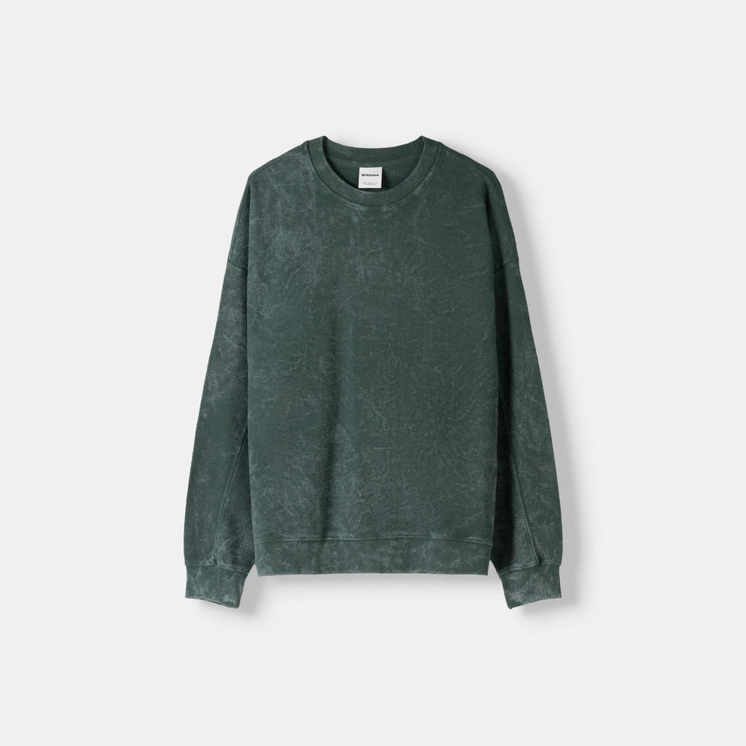 Moudda BERSHKA - Sweat Col Rond Effet Envers Délavé - Tunisie 1