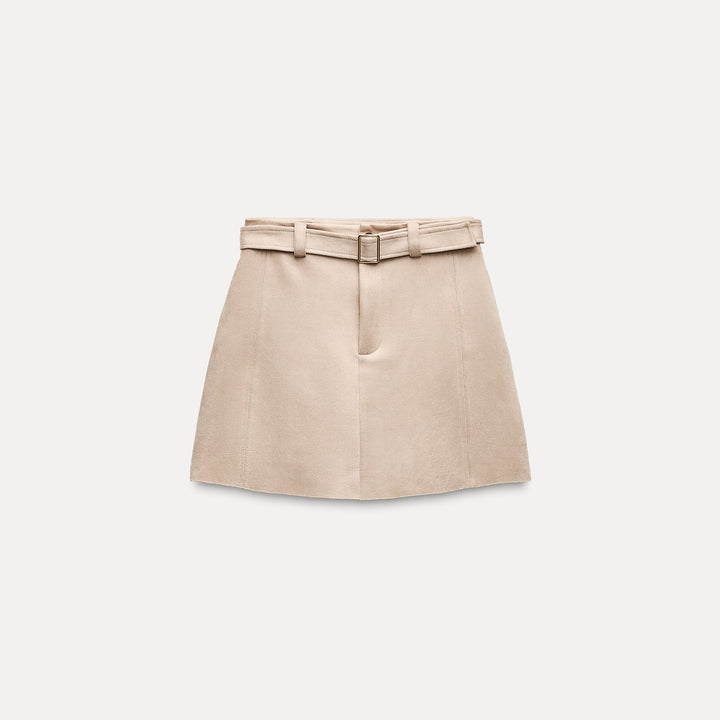 Moudda ZARA - Mini-jupe en suédine basique, ceinture boucle dorée - Tunisie 1