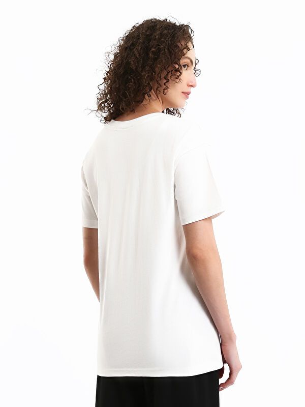 Moudda LC Waikiki - Body imprimé en jersey manches courtes Femme Ecru - Tunisie 5