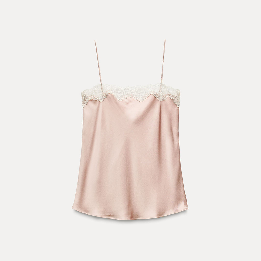 Moudda ZARA - Top bretelle satin col droit avec dentelle - Tunisie 1