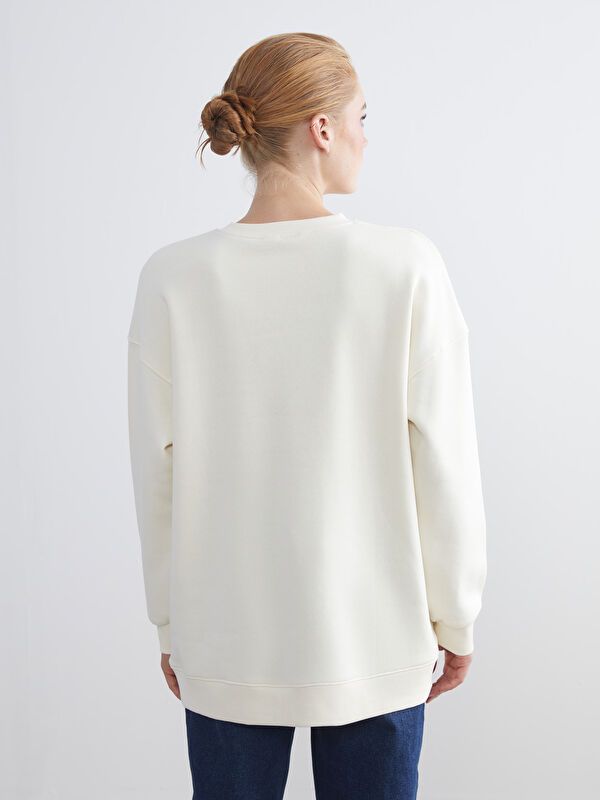 Moudda LC Waikiki - Tunique en jersey manches longues Femme Crème - Tunisie 4