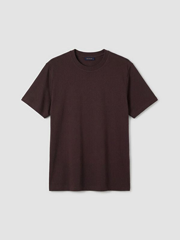 Moudda LC Waikiki - T-shirt manches courtes en jersey pour Homme couleur Prune - Tunisie 1