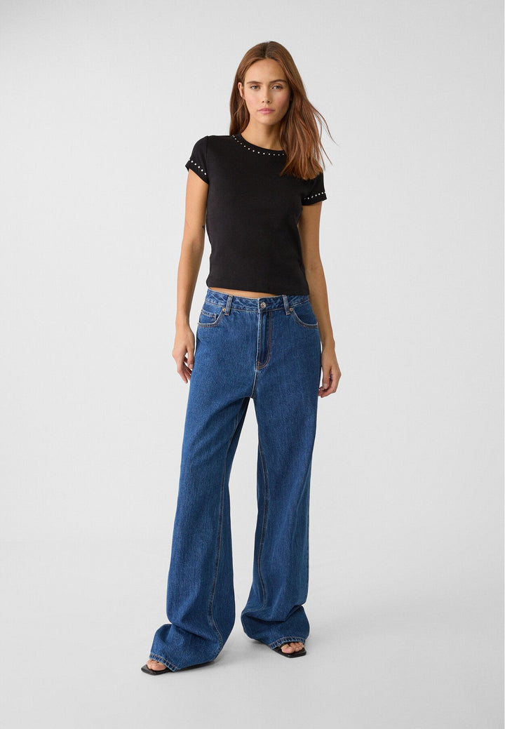 Moudda STRADIVARIUS - T-Shirt Regular M/C Col Rond Fitted avec Détail Clous - Tunisie 3