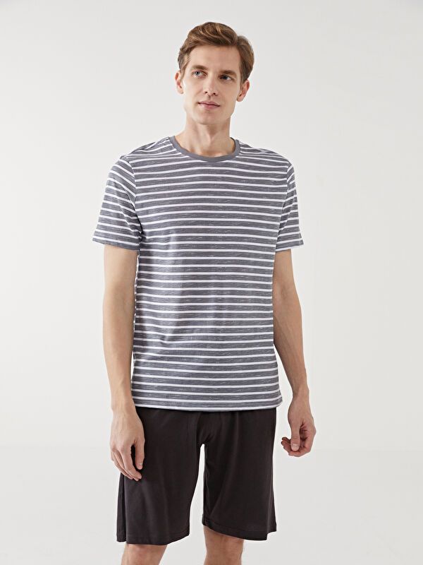 Moudda LC Waikiki - Ensemble pyjama en jersey à manches courtes et shorty pour Hommes - Tunisie 1