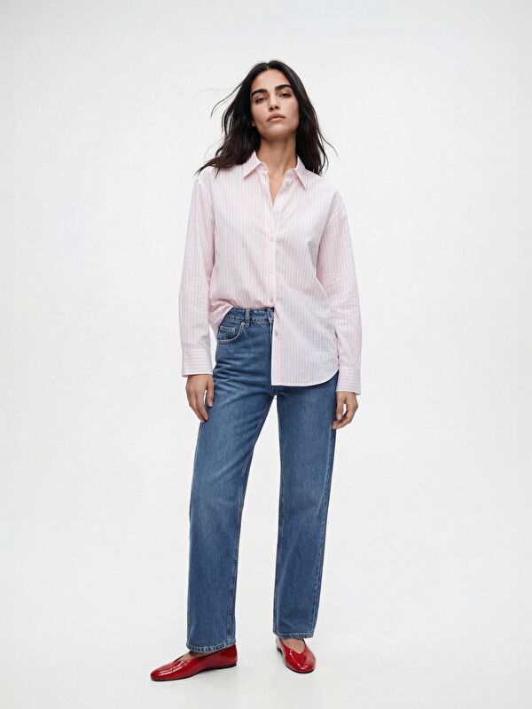 Moudda LC Waikiki - Chemise manches longues en tissu pour Femme couleur Rose rayé - Tunisie 2