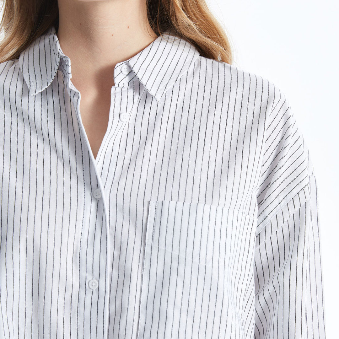 Moudda LC Waikiki - Chemise tissée manches longues Femme Rayures noires - Tunisie 3