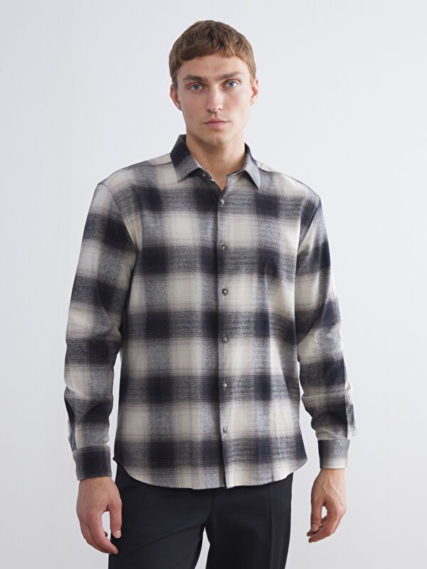 Moudda LC Waikiki - Chemise tissée manches longues Homme A carreaux bruns - Tunisie 1