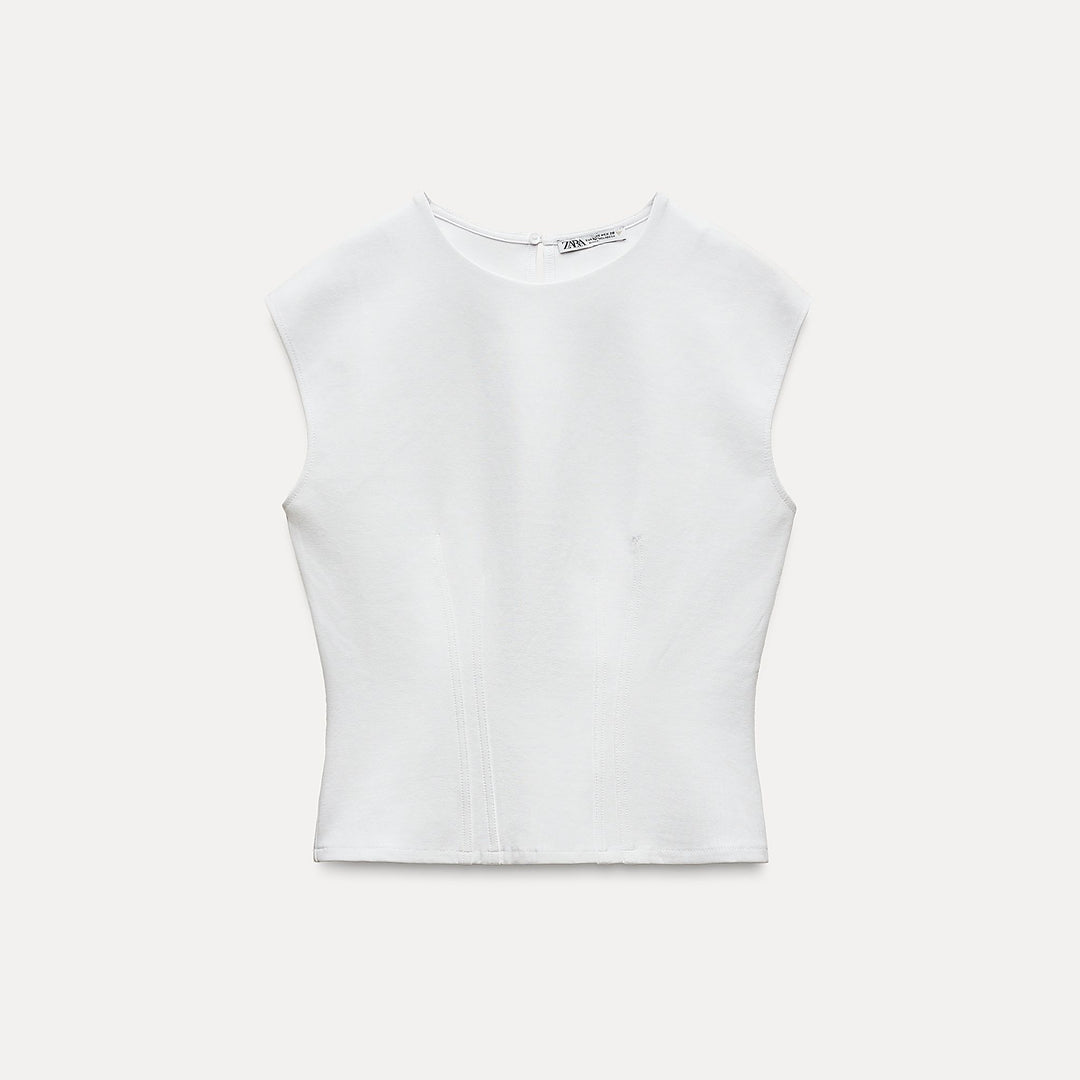 Moudda ZARA - Haut Intelrock manches courtes, col rond, pinces - Tunisie 1