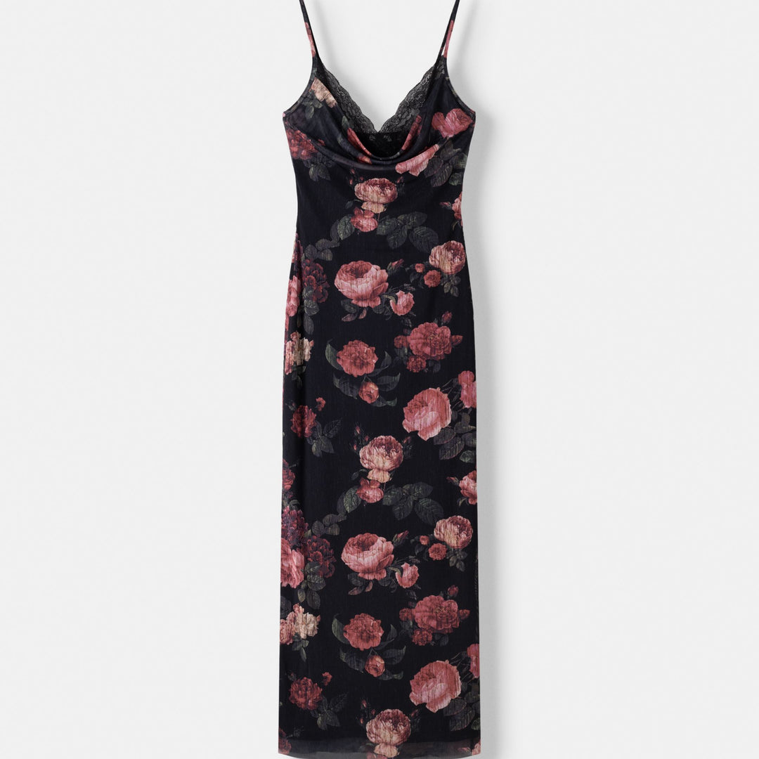 Moudda BERSHKA - Robe longue en tulle bretelles fleurs - Tunisie 1