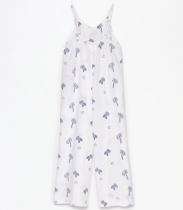 Moudda Lefties - Salopette Longue Denim Léger - Broderie Fille D5 (Blanc) - Tunisie 3
