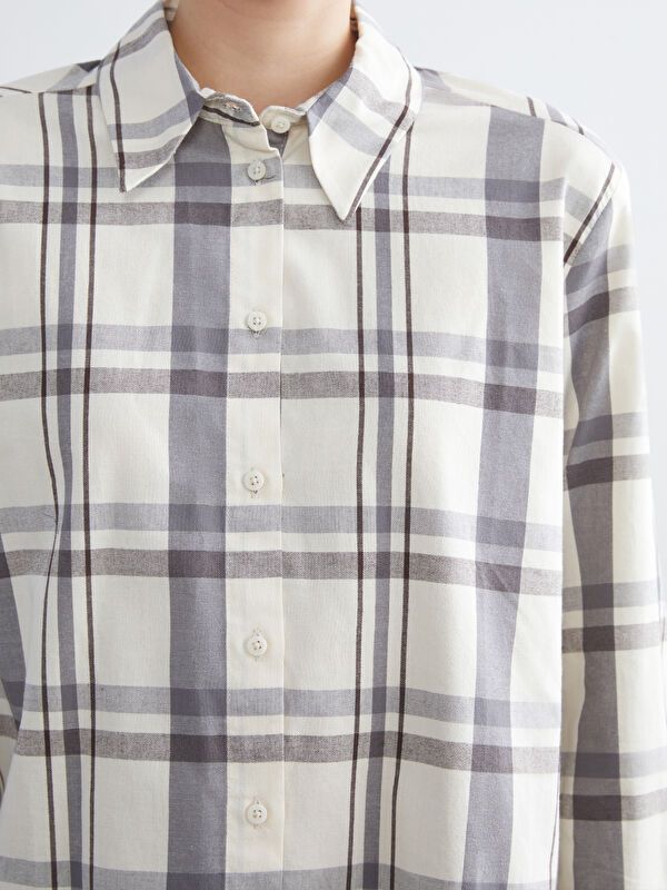 Moudda LC Waikiki - Chemise tissée manches longues Femme Carreaux blancs - Tunisie 3