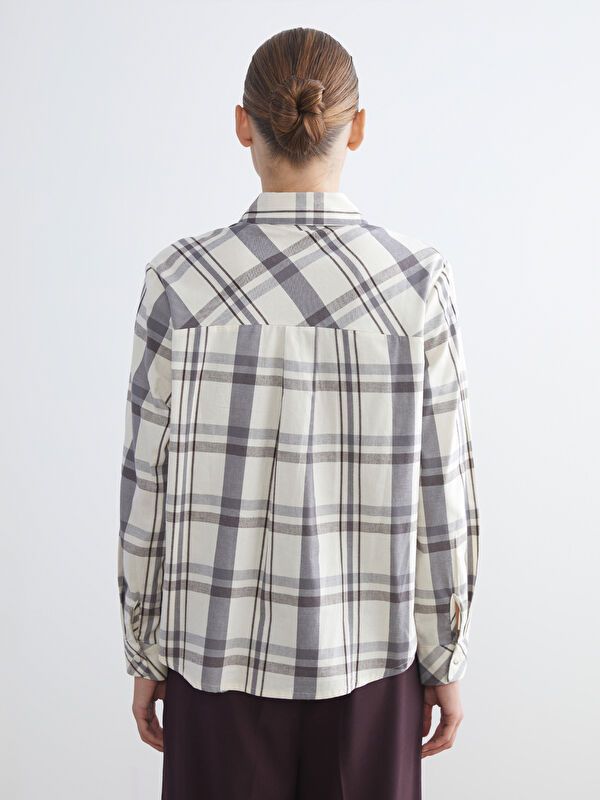 Moudda LC Waikiki - Chemise tissée manches longues Femme Carreaux blancs - Tunisie 4