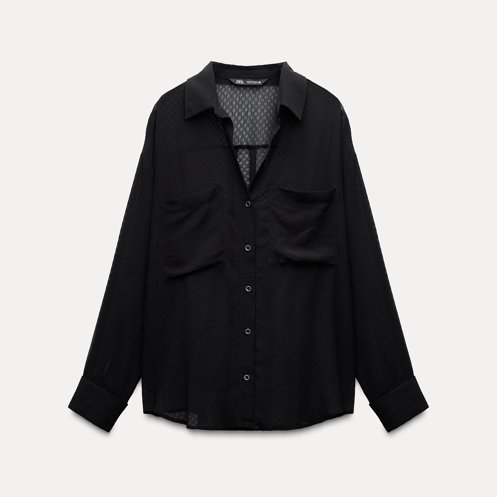 Moudda ZARA - Chemise à pois dévoré manches longues poches devant - Tunisie 2