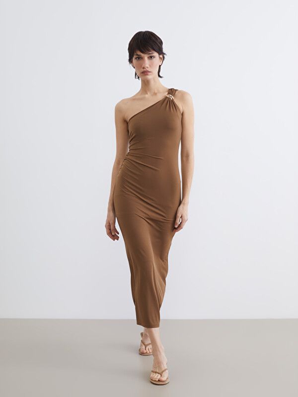 Moudda LC Waikiki - Robe manches courtes en jersey pour Femme couleur Vert olive - Tunisie 1