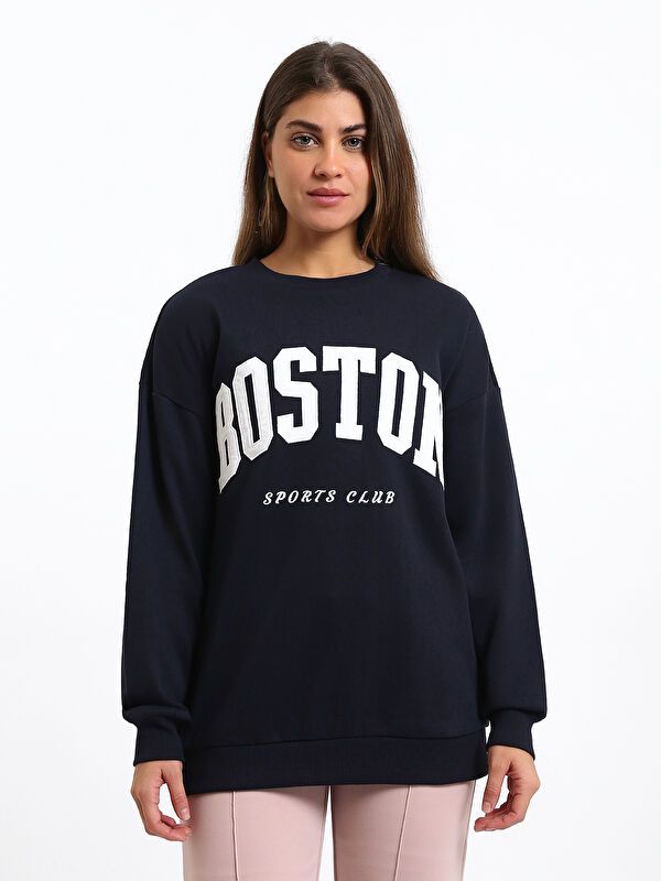 Moudda LC Waikiki - Sweatshirt en jersey couleur Bleu marine pour femmes - Tunisie 1