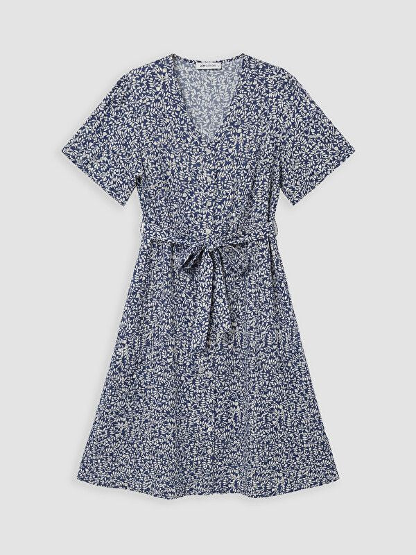 Moudda LC Waikiki - Robe manches courtes en tissu pour Femme couleur Bleu imprimé - Tunisie 1
