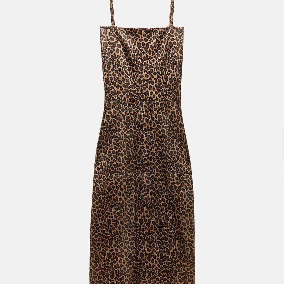 Moudda ZARA - Robe ajustée fines bretelles effet métallisé imprimé animalier - Tunisie 2