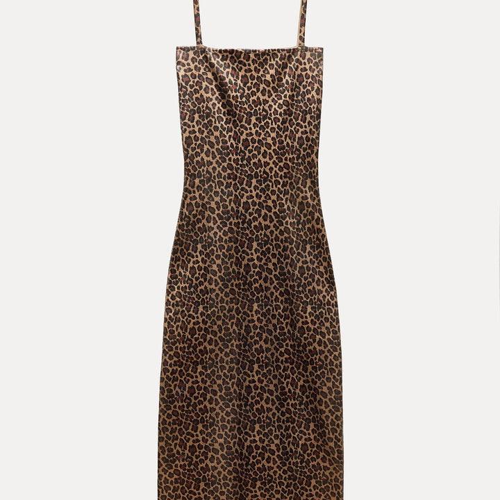 Moudda ZARA - Robe ajustée fines bretelles effet métallisé imprimé animalier - Tunisie 2
