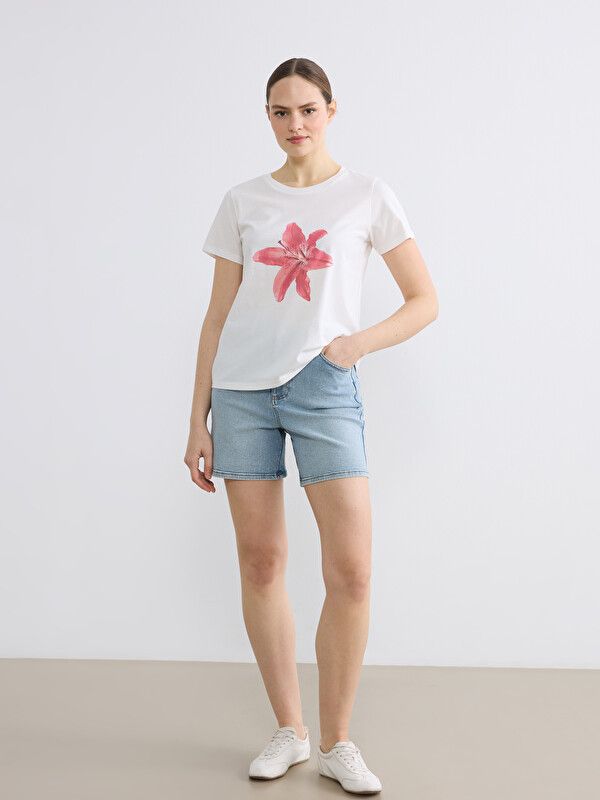 Moudda LC Waikiki - Short en jean pour Femme couleur Bleu clair délavé à l'acide - Tunisie 1