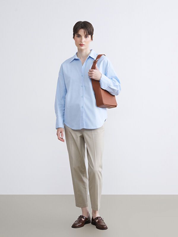 Moudda LC Waikiki - Chemise tissée manches longues Femme Bleu clair - Tunisie 2