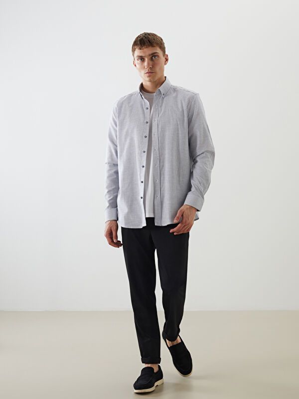 Moudda LC Waikiki - Chemise tissée manches longues Homme Rayures marine - Tunisie 2