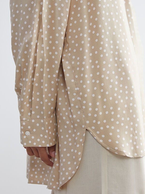 Moudda LC Waikiki - Chemise tissée imprimée manches longues Femme Imprimé beige - Tunisie 3