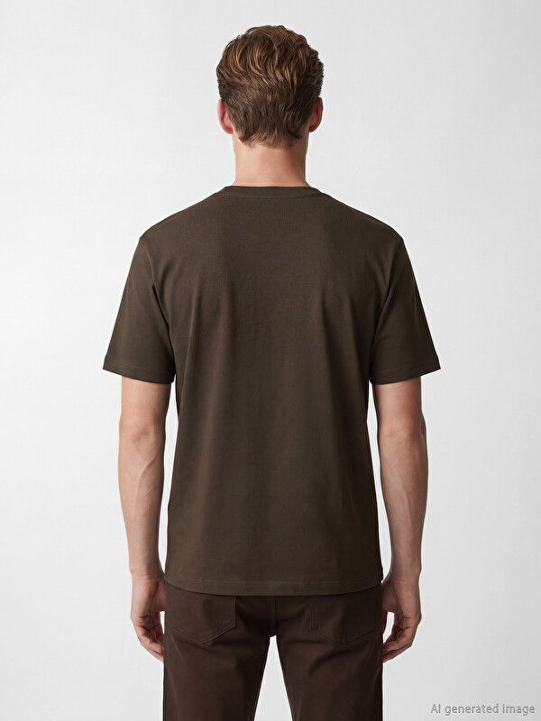 Moudda LC Waikiki - T-shirt manches courtes en jersey pour Homme couleur Marron foncé - Tunisie 4