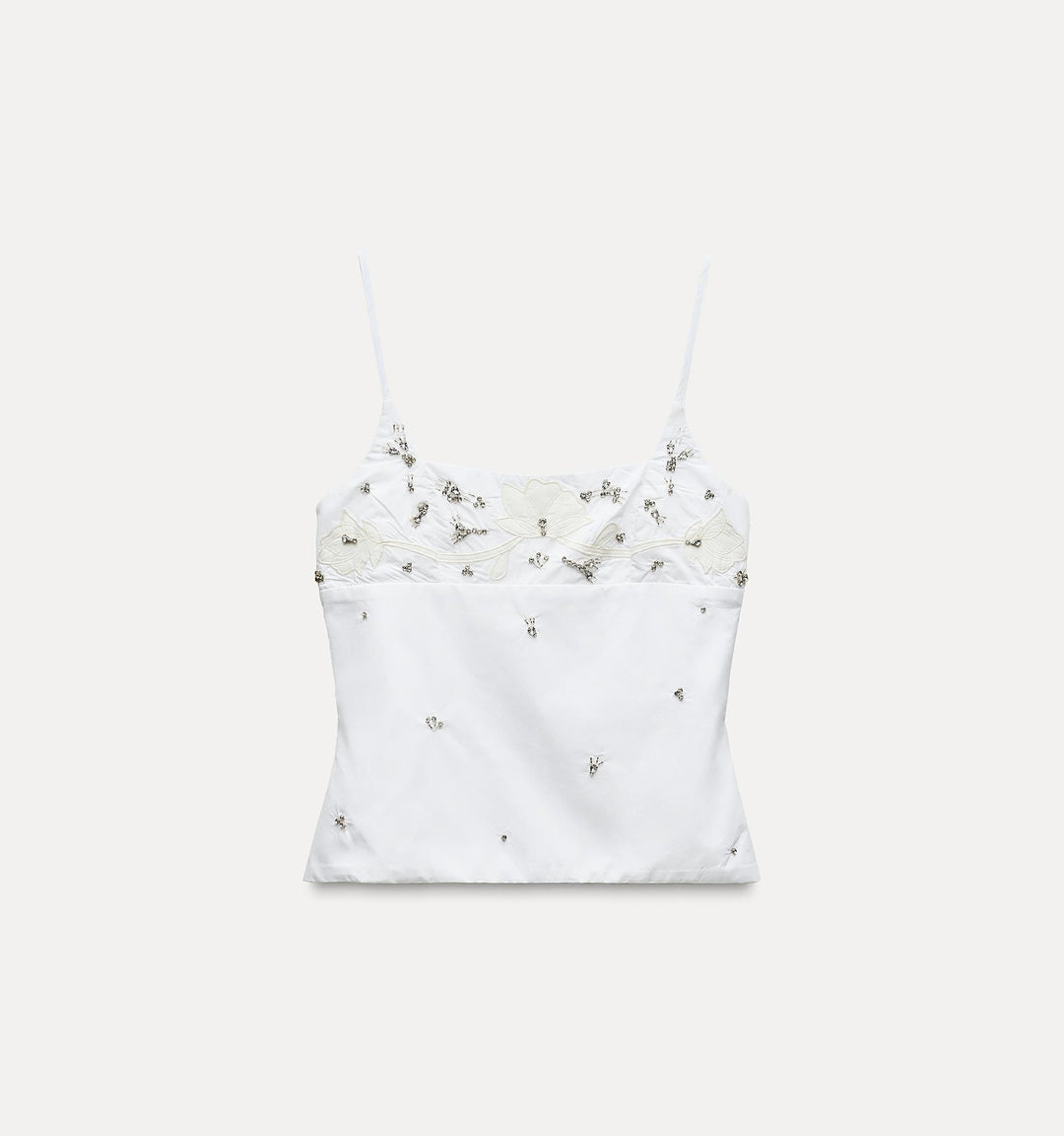 Moudda ZARA - Top popeline fines bretelles encolure carrée perles - Tunisie 1